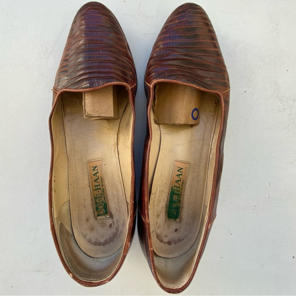 Cole Haan Italy Genuine Lizard Leather Loafers Brown Vintage Women’s 7